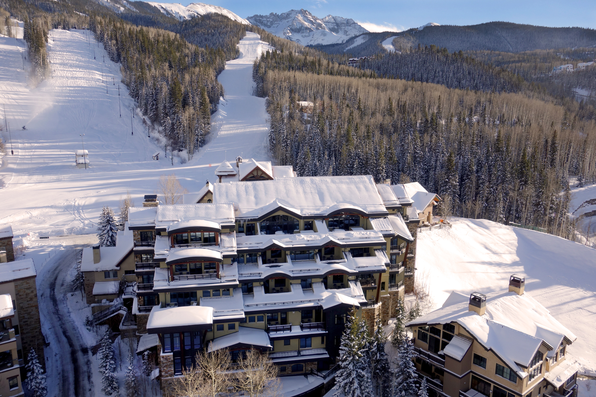 Our boutique hotel is set just of the core of Mountain Village with easy access to the gondola system and ski-in/ski/out to the principle ski lift.